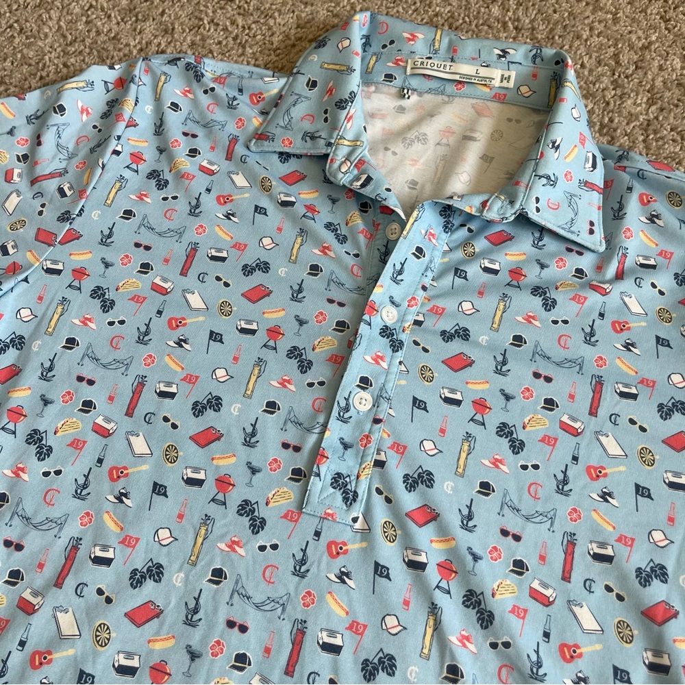 Criquet Short Sleeve Stretch Pattern Golf Polo